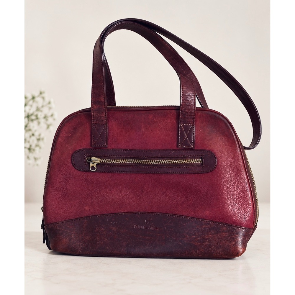 Etienne Aigner Vintage Shoulder Bag Leather Burgundy Quiet Luxury Academia